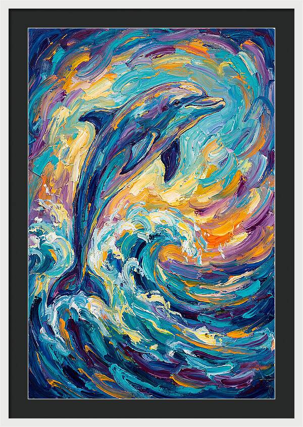 Dolphin In Vibrant Waves