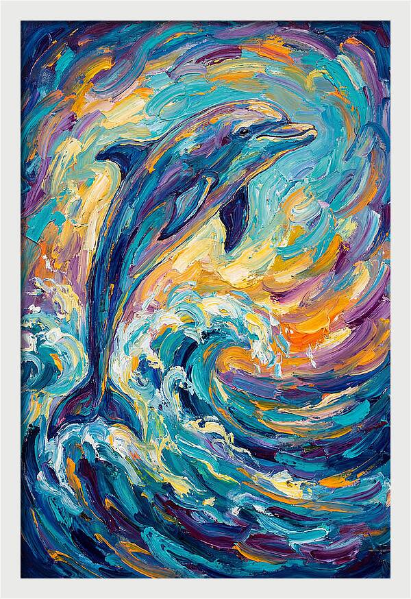 Dolphin In Vibrant Waves