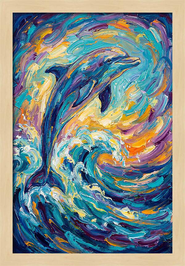 Dolphin In Vibrant Waves