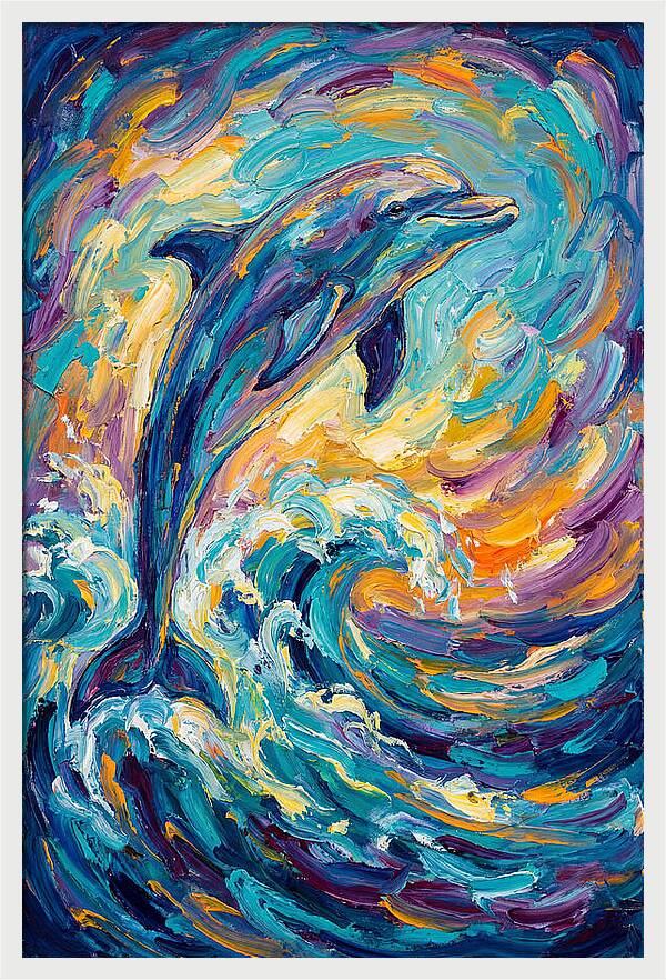 Dolphin In Vibrant Waves