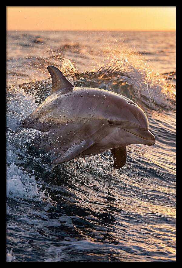 Dolphin Surfing The Waves