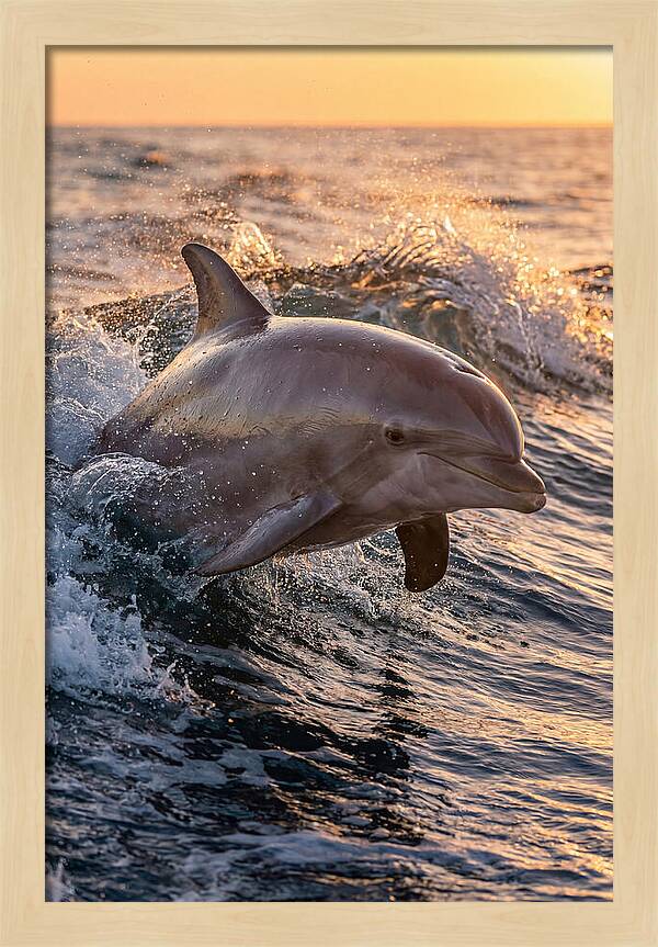 Dolphin Surfing The Waves