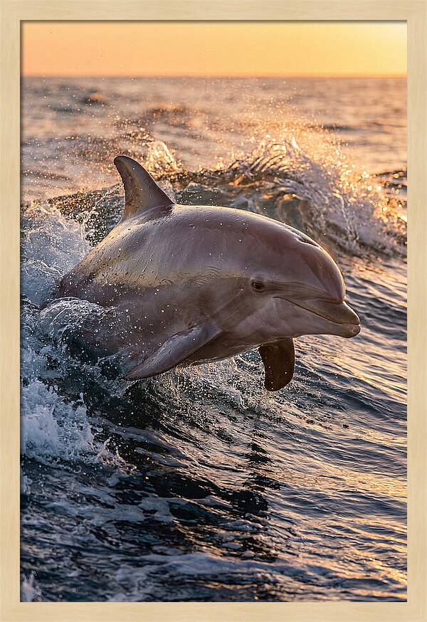 Dolphin Surfing The Waves