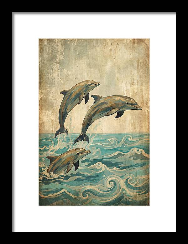Dolphins Leaping From Turquoise Ocean