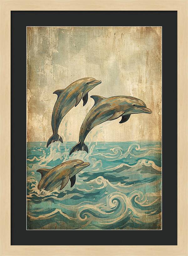 Dolphins Leaping From Turquoise Ocean