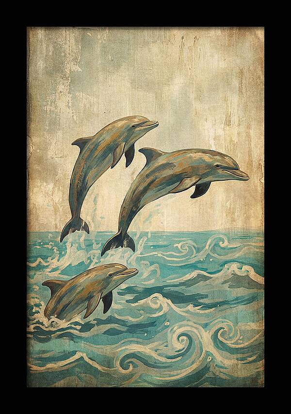 Dolphins Leaping From Turquoise Ocean