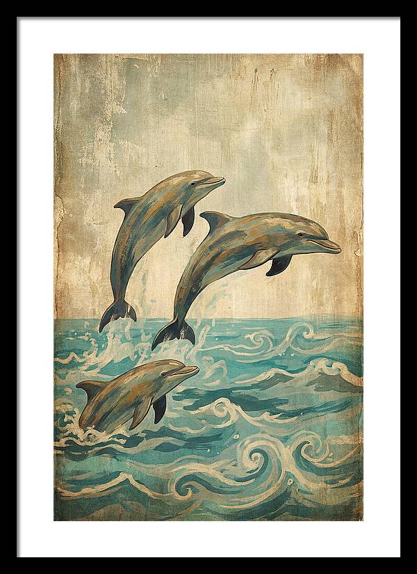 Dolphins Leaping From Turquoise Ocean