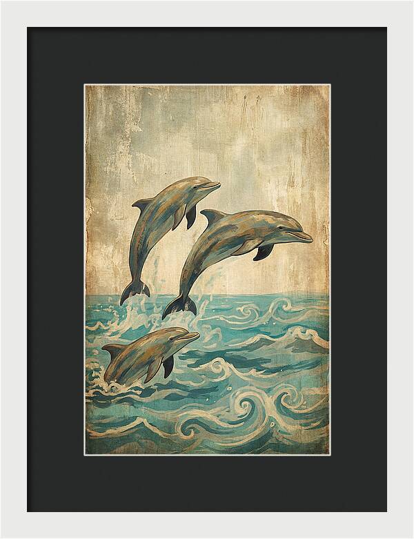 Dolphins Leaping From Turquoise Ocean