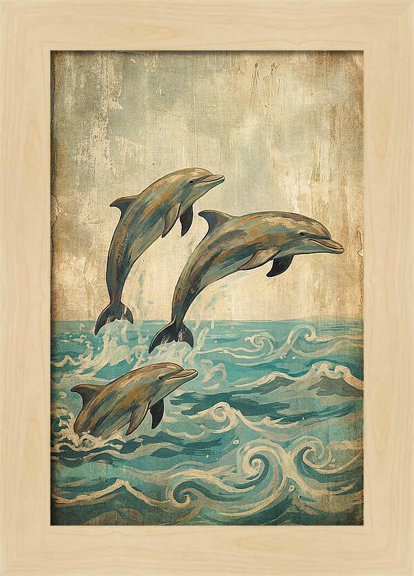 Dolphins Leaping From Turquoise Ocean