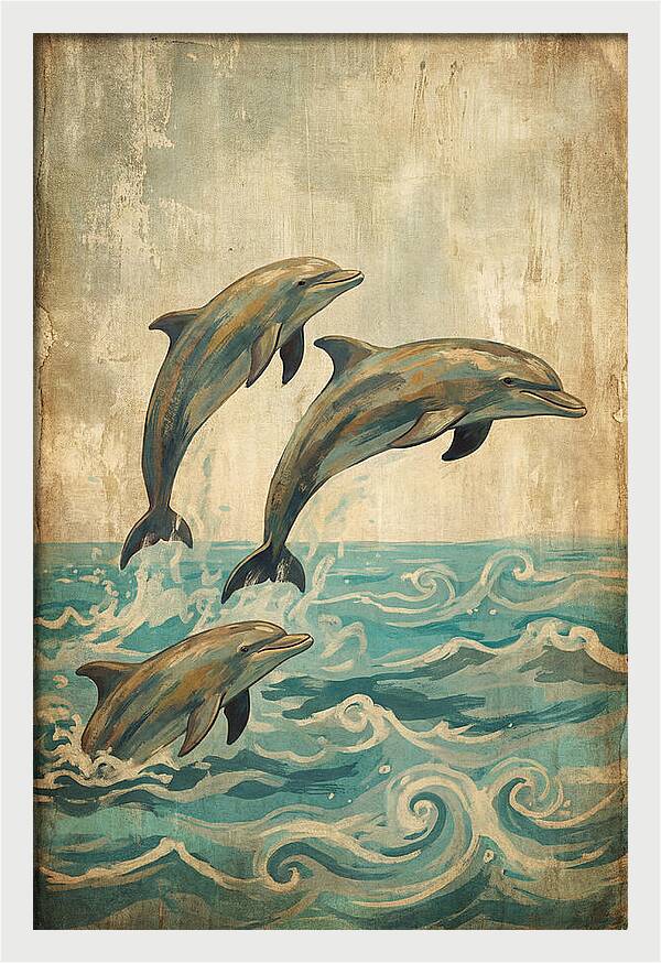 Dolphins Leaping From Turquoise Ocean