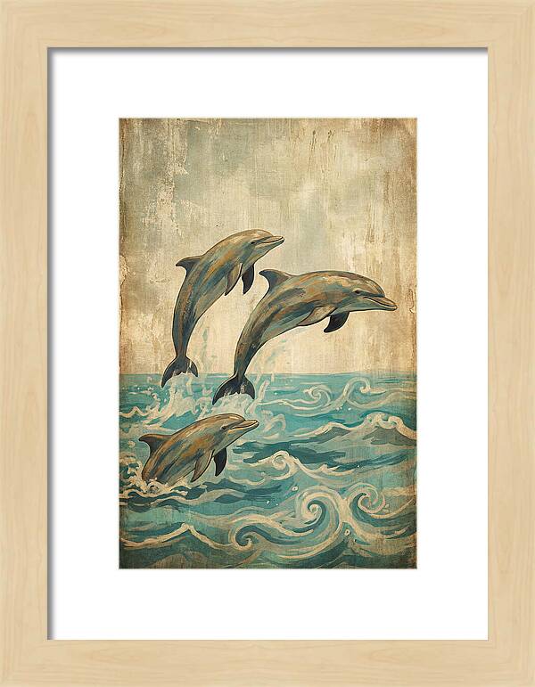 Dolphins Leaping From Turquoise Ocean