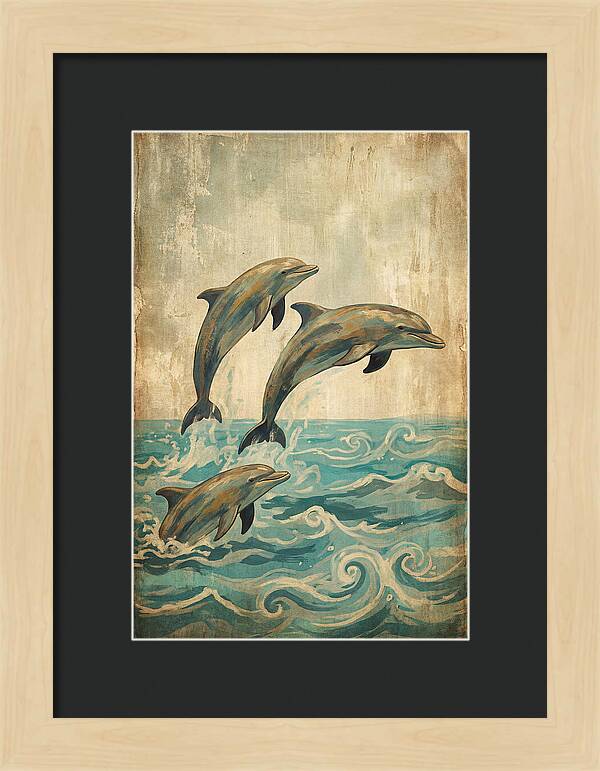 Dolphins Leaping From Turquoise Ocean