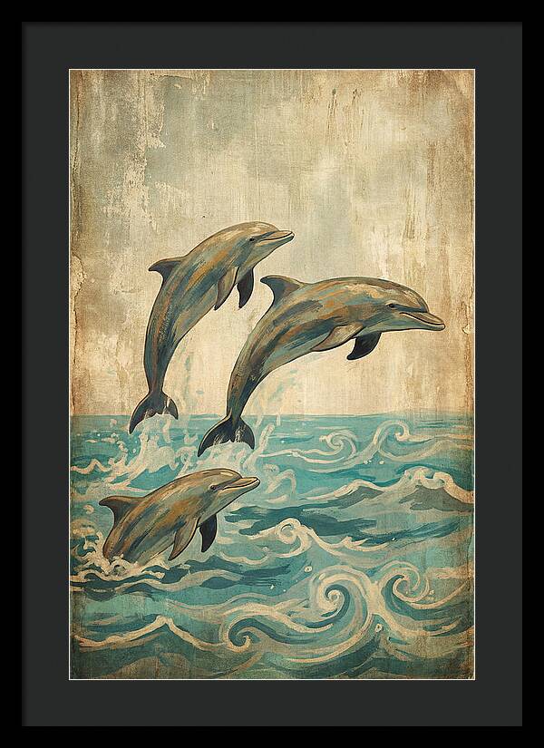 Dolphins Leaping From Turquoise Ocean