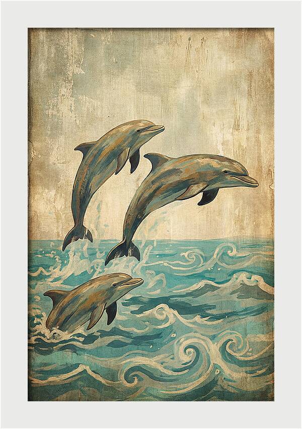 Dolphins Leaping From Turquoise Ocean