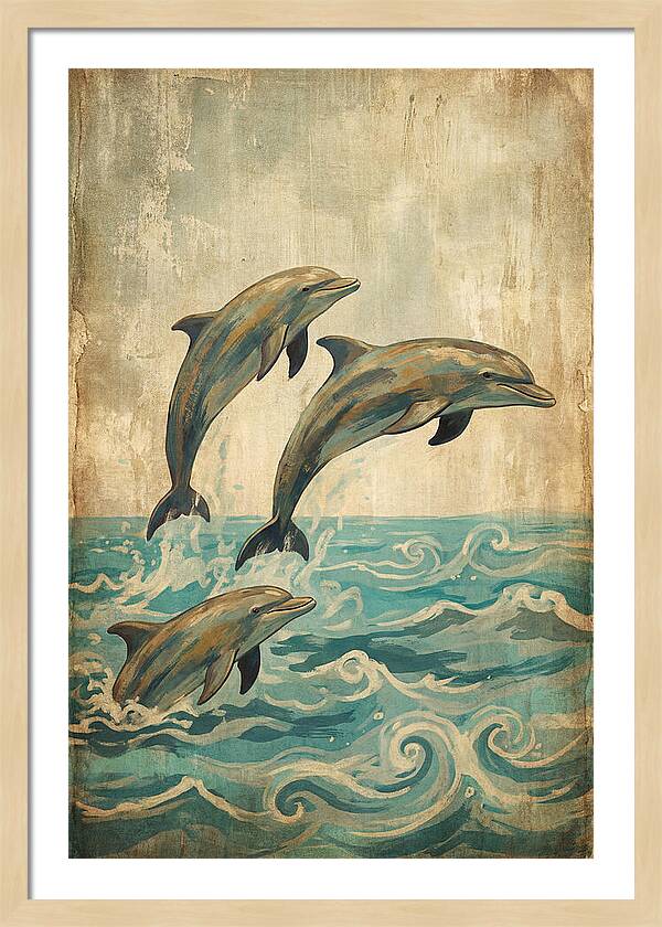 Dolphins Leaping From Turquoise Ocean