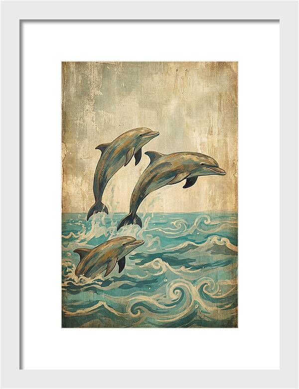 Dolphins Leaping From Turquoise Ocean