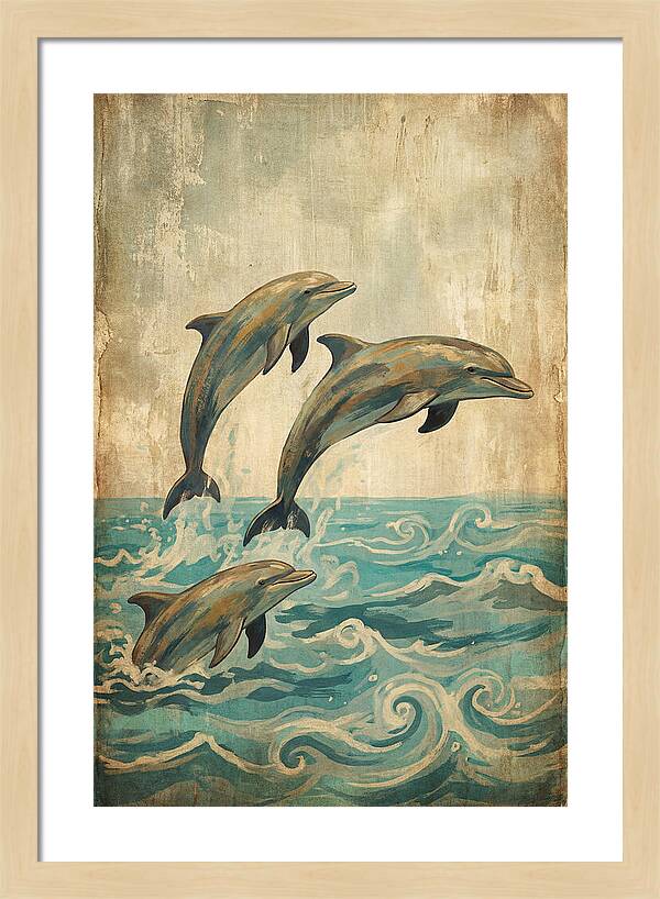 Dolphins Leaping From Turquoise Ocean