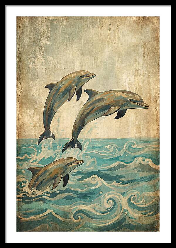 Dolphins Leaping From Turquoise Ocean