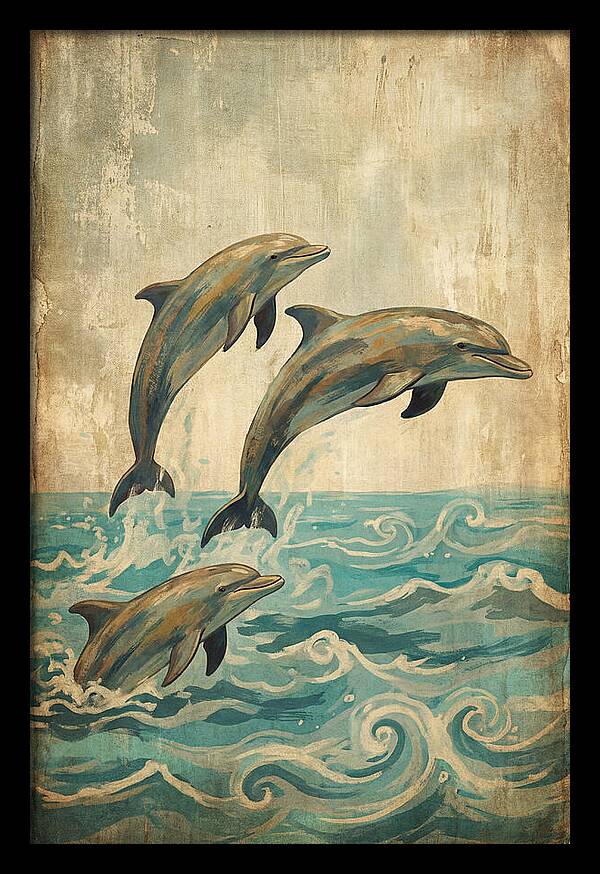 Dolphins Leaping From Turquoise Ocean