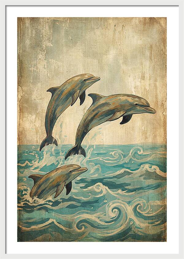 Dolphins Leaping From Turquoise Ocean
