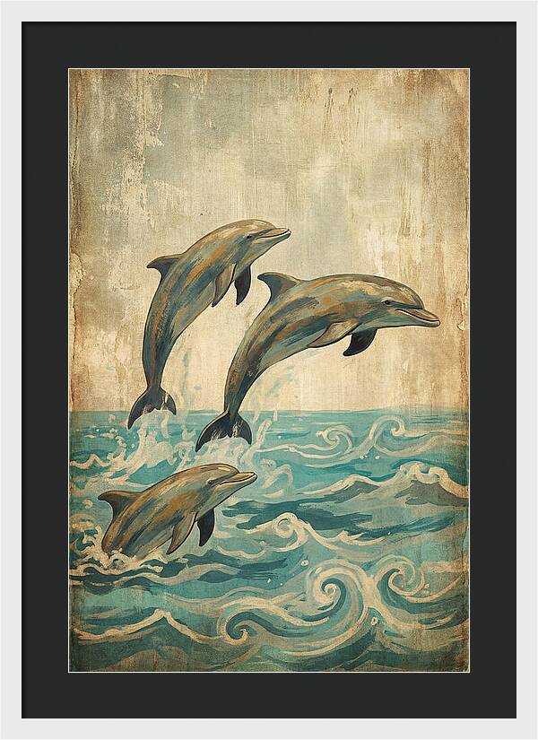 Dolphins Leaping From Turquoise Ocean