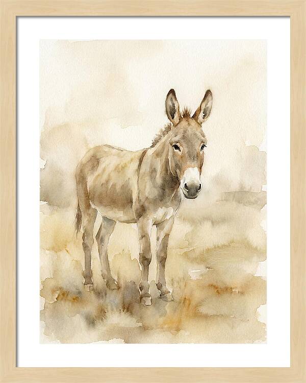 Donkey In Soft Watercolor