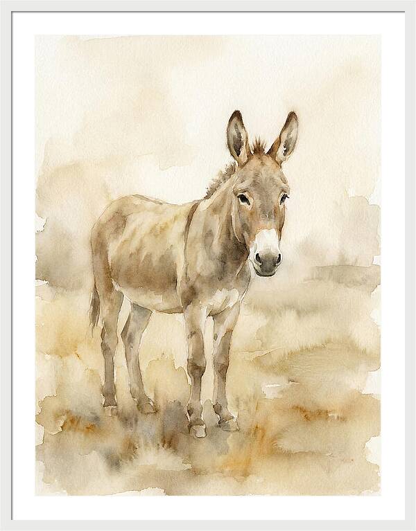 Donkey In Soft Watercolor