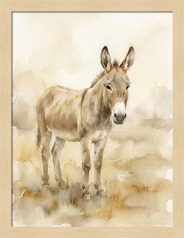 Donkey In Soft Watercolor