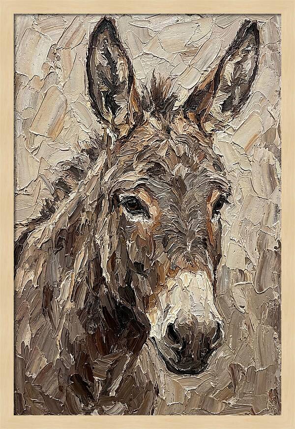 Donkey Portrait In Palette Knife Style