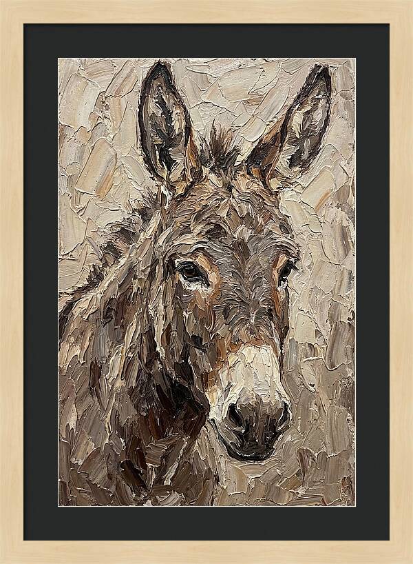 Donkey Portrait In Palette Knife Style