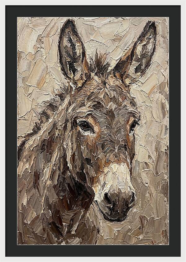 Donkey Portrait In Palette Knife Style