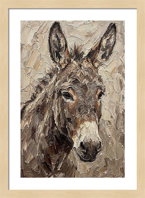 Donkey Portrait In Palette Knife Style