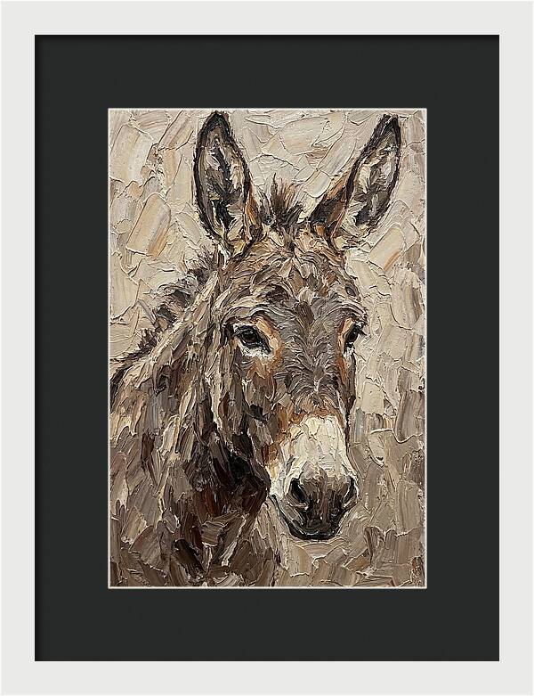 Donkey Portrait In Palette Knife Style