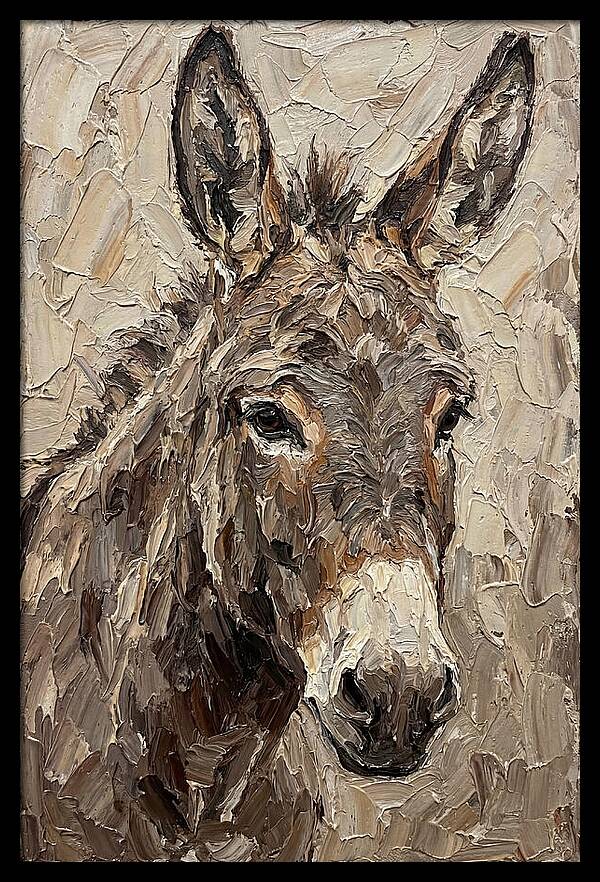 Donkey Portrait In Palette Knife Style