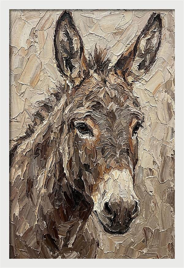 Donkey Portrait In Palette Knife Style