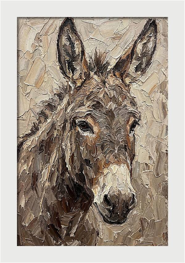 Donkey Portrait In Palette Knife Style