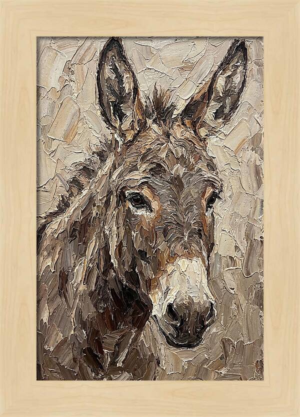 Donkey Portrait In Palette Knife Style