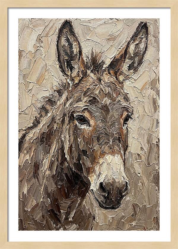Donkey Portrait In Palette Knife Style