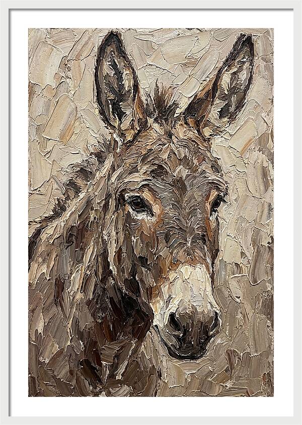 Donkey Portrait In Palette Knife Style