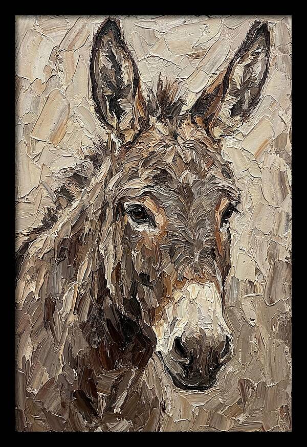 Donkey Portrait In Palette Knife Style