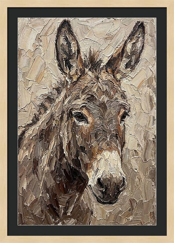 Donkey Portrait In Palette Knife Style