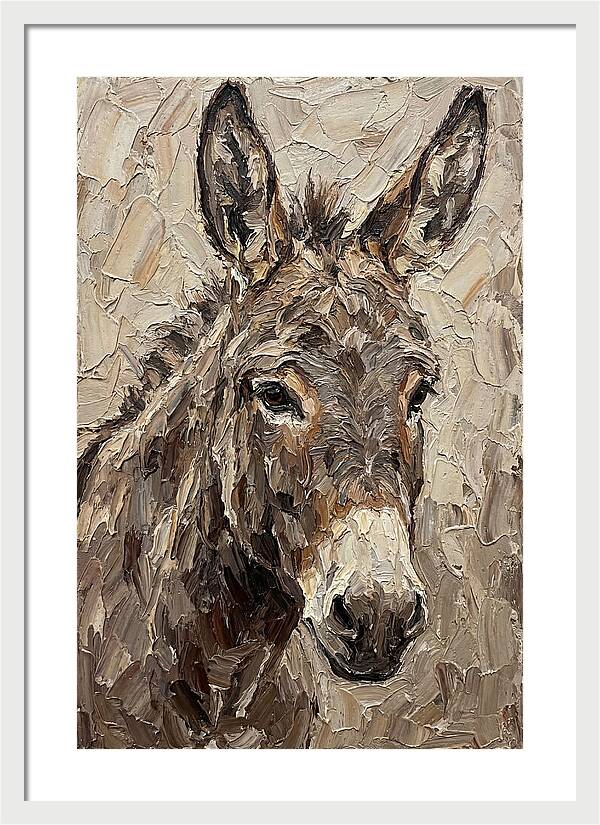 Donkey Portrait In Palette Knife Style