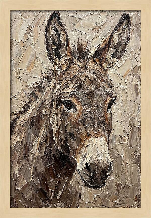 Donkey Portrait In Palette Knife Style