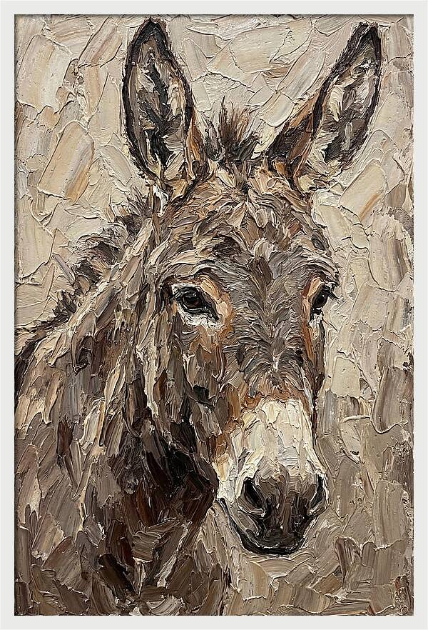 Donkey Portrait In Palette Knife Style
