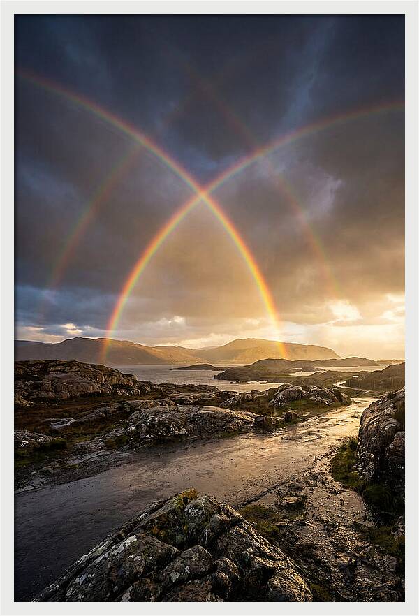 Double Rainbow Over Serene Landscape