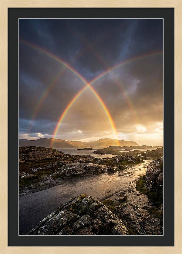 Double Rainbow Over Serene Landscape