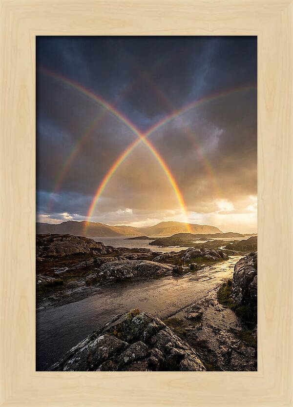 Double Rainbow Over Serene Landscape