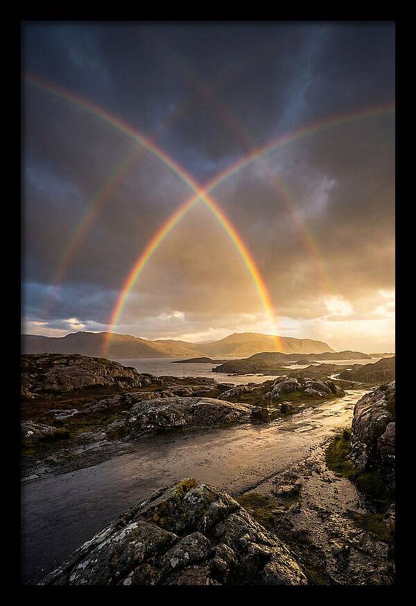 Double Rainbow Over Serene Landscape