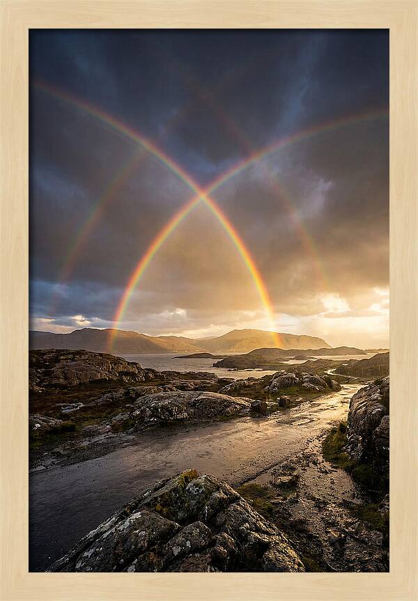 Double Rainbow Over Serene Landscape