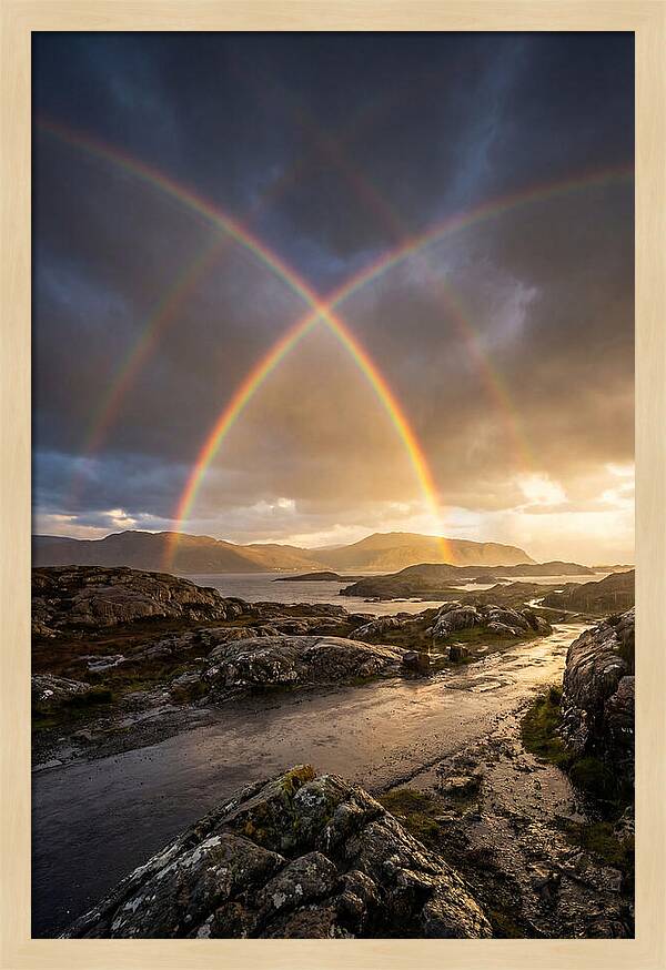 Double Rainbow Over Serene Landscape